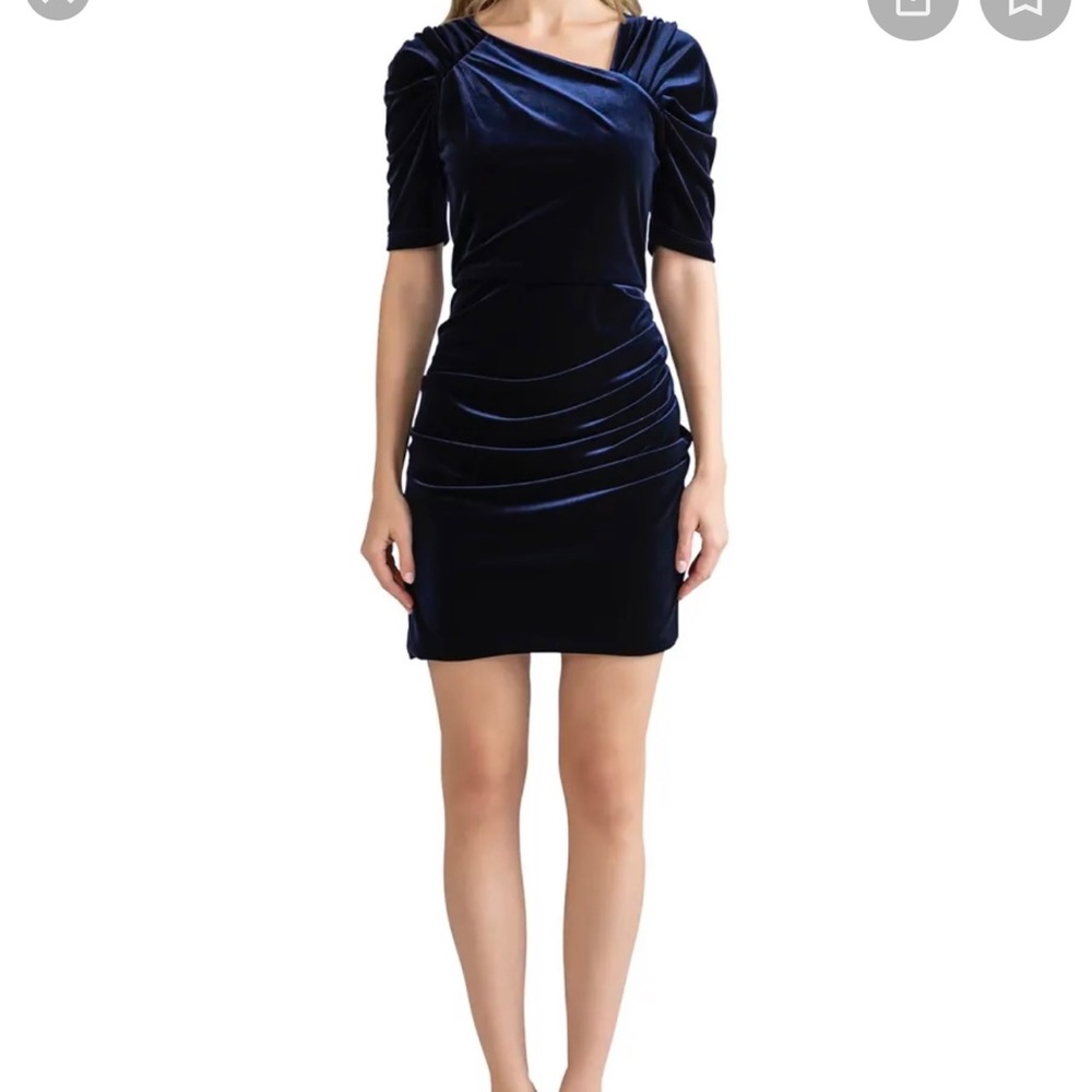 Shoshanna Allen Rutched Stretch Velvet Dress